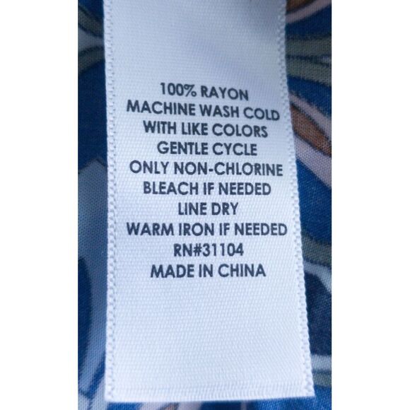 Crown & Ivy Dress Blue Paisley WOM XS Open Neck w/ Detailed Sleeves - Picture 11 of 12